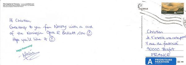 A postcard from Oslo (Malin) [back of the postcard]