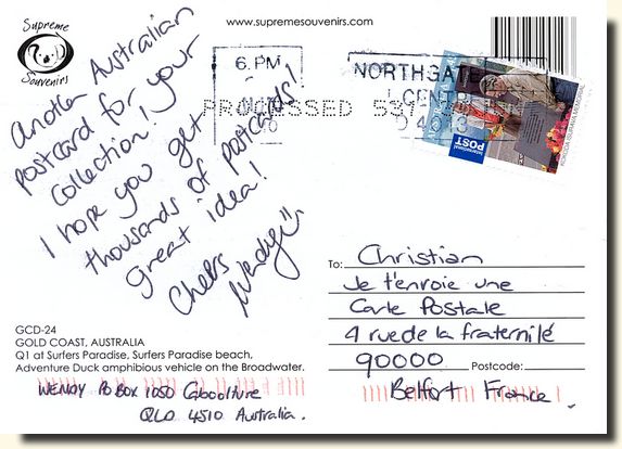 A postcard from Caboolture (Wendy) [back of the postcard]