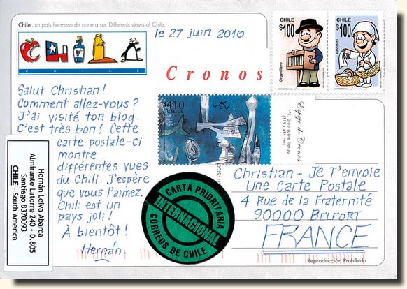 A postcard from Santiago (Hernan) [back of the postcard]