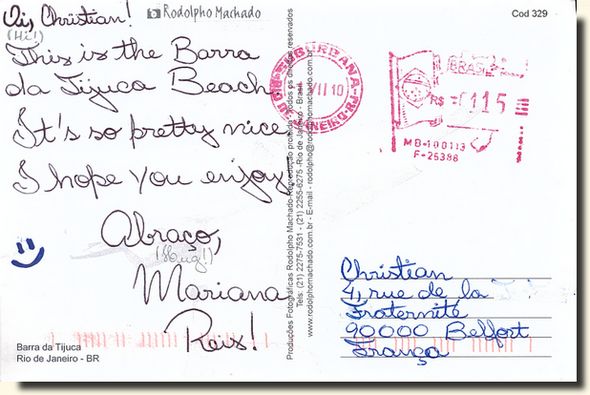 A postcard from Rio de Janeiro (Mariana) [back of the postcard]