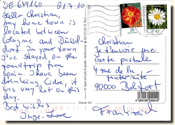 A postcard from Grevenbroich  [back of the postcard]