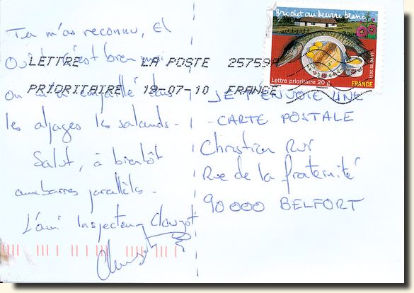 A postcard from Grenoble (Inspecteur Clouzot) [back of the postcard]