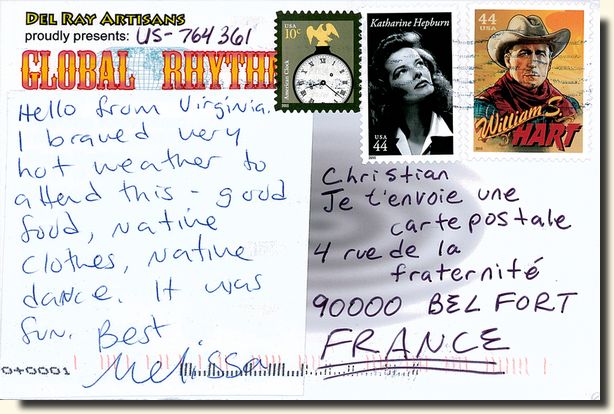 A postcard sent by Melissa [back of the postcard]